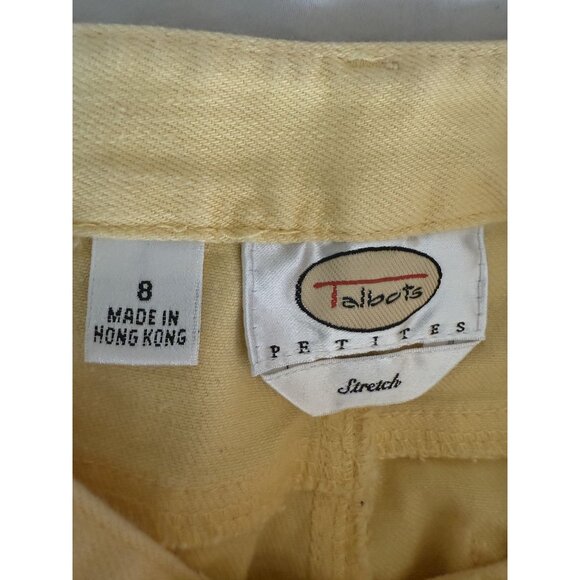Talbots Petites Straight Leg Jeans Size 8 Stretch Butter Yellow High Rise Preppy - Picture 7 of 9